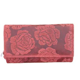 Fruzsina valódi bőr női piros pénztárca rózsás 18 cm