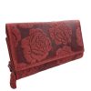 Fruzsina valódi bőr női piros pénztárca rózsás 18 cm