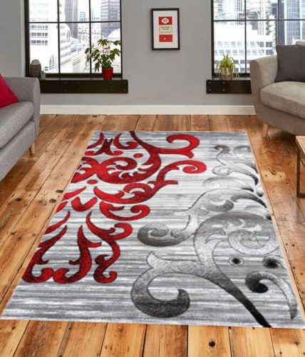 Bandung nyírt piros szürke szőnyeg 150 x 230 cm