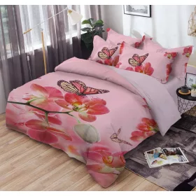  Királyliliom 7 részes pamut 3D orchidea virágmintás ágyneműhuzat 140 x 200 cm