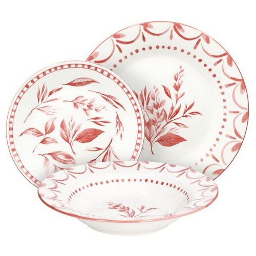 Hermoso Elegáns Kerámia étkészlet tányérkészlet krém 19 részes