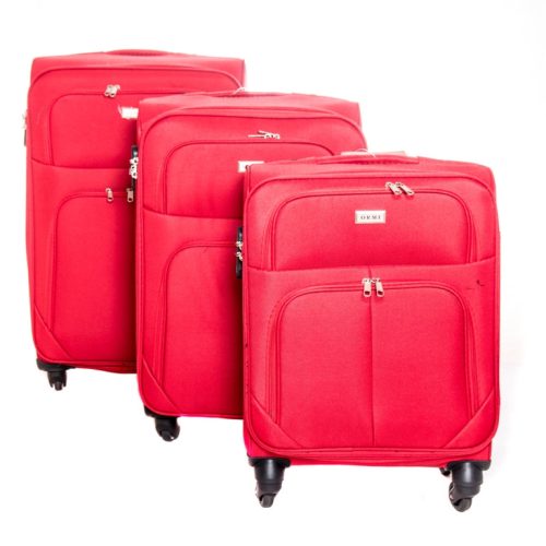 Bedburg puhafalú 3 részes bőrönd szett piros