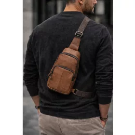   Ravello Line Montaro valódi olasz bőr férfi cross body táska barna