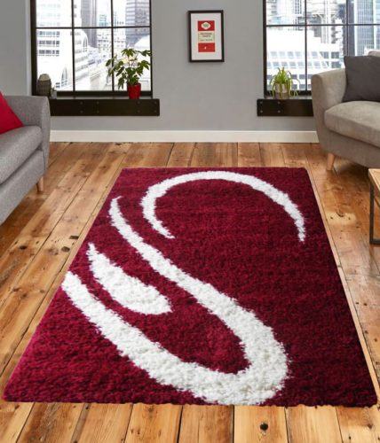 Santorini shaggy szőnyeg piros fehér 80 x 150 cm