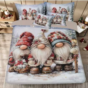   Három Manó karácsonyi  3D 6 részes nagy paplanos Pamut Ágynemű 6 részes 200 x 220 cm