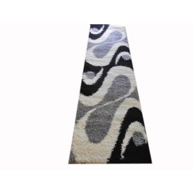 Berta Shaggy Fekete Fehér Szürke Futószőnyeg 80 x 300 cm