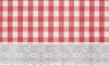 Adalyn asztalterítő kockás csipkés piros fehér 152 x 228 cm