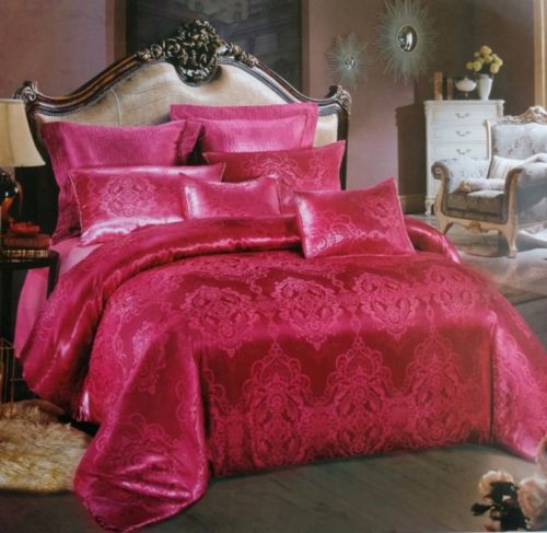 Valentin napi rózsaszín szatén ágynemű 7 részes