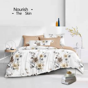   Babi virágmintás fehér bézs ágyneműhuzat garnitúra 3 részes