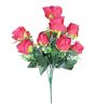 Baksa művirág élethű vörös rózsacsokor 10 szálas