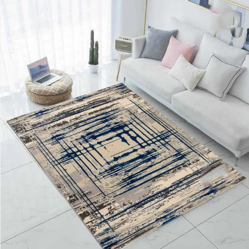 Cecília modern szőnyeg 125 x 200 cm kék bézs