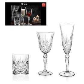 Csiszolt Kristály Vörös Boros Pohár 6 db-os