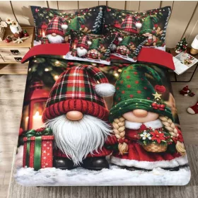   Ünnepi Manópár 3D 6 részes nagy paplanos ágynemű garnitúra 200 x 220 cm