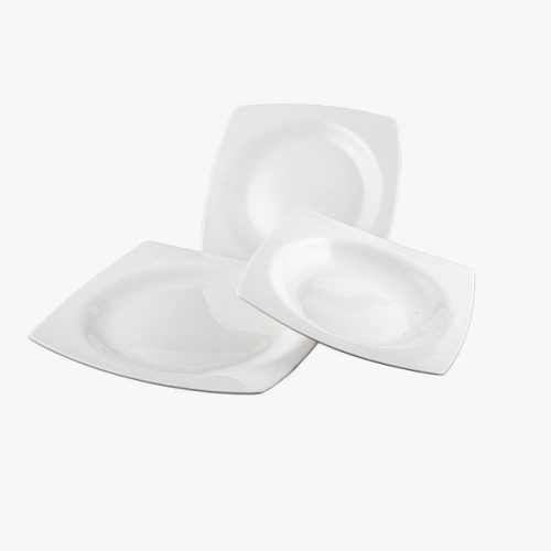 Elegantes fehér porcelán étkészlet szögletes tányérkészlet 18 részes