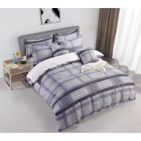 Geszti 7 részes krepp ágynemű garnitúra 140x200 kockás
