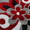 Gilky shaggy szőnyeg 125 x 200 cm virágmintás piros fehér szürke