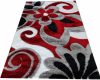 Gilky shaggy szőnyeg 70 x 100 cm virágmintás piros fehér szürke