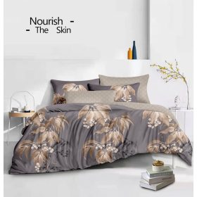   Ábrahám virágos barna pamut ágyneműhuzat 3 részes 140 x 200 cm