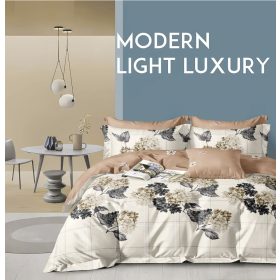 Lüszi virágmintás 3 részes ágynemű garnitúra bézs