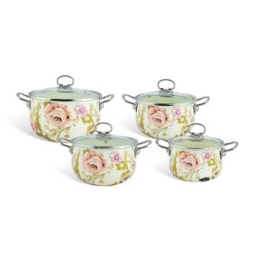 Ninette Zománcozott Edénykészlet 8 részes Virágmintás