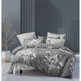   Fejedelem szürke virágmintás ágyneműhuzat 3 részes 140X200 cm