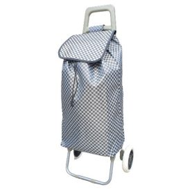 Perkáta szürke gurulós bevásárlótáska kockás