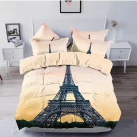   Szimbólum 7 részes 3D Eiffel Torony pamut Ágyneműhuzat 140 x 200 cm