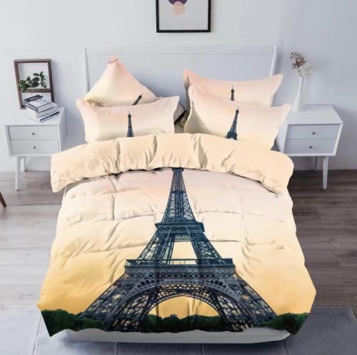 Szimbólum 7 részes 3D Eiffel Torony pamut Ágyneműhuzat 140 x 200 cm