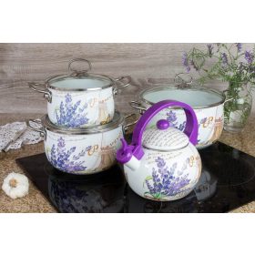   Valerie Levendulás Zománcozott Edénykészlet Teafőzővel 7 részes