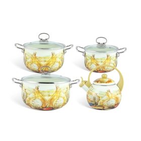   Violette Zománcozott Edénykészlet Teáskannával 7 részes